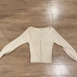 Wilfred Cream Ribbed Pearl Cardigan